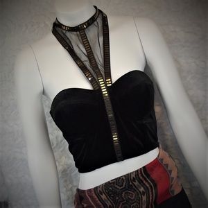 🍃 Charlotte Russe Velvet Top Bra Black M